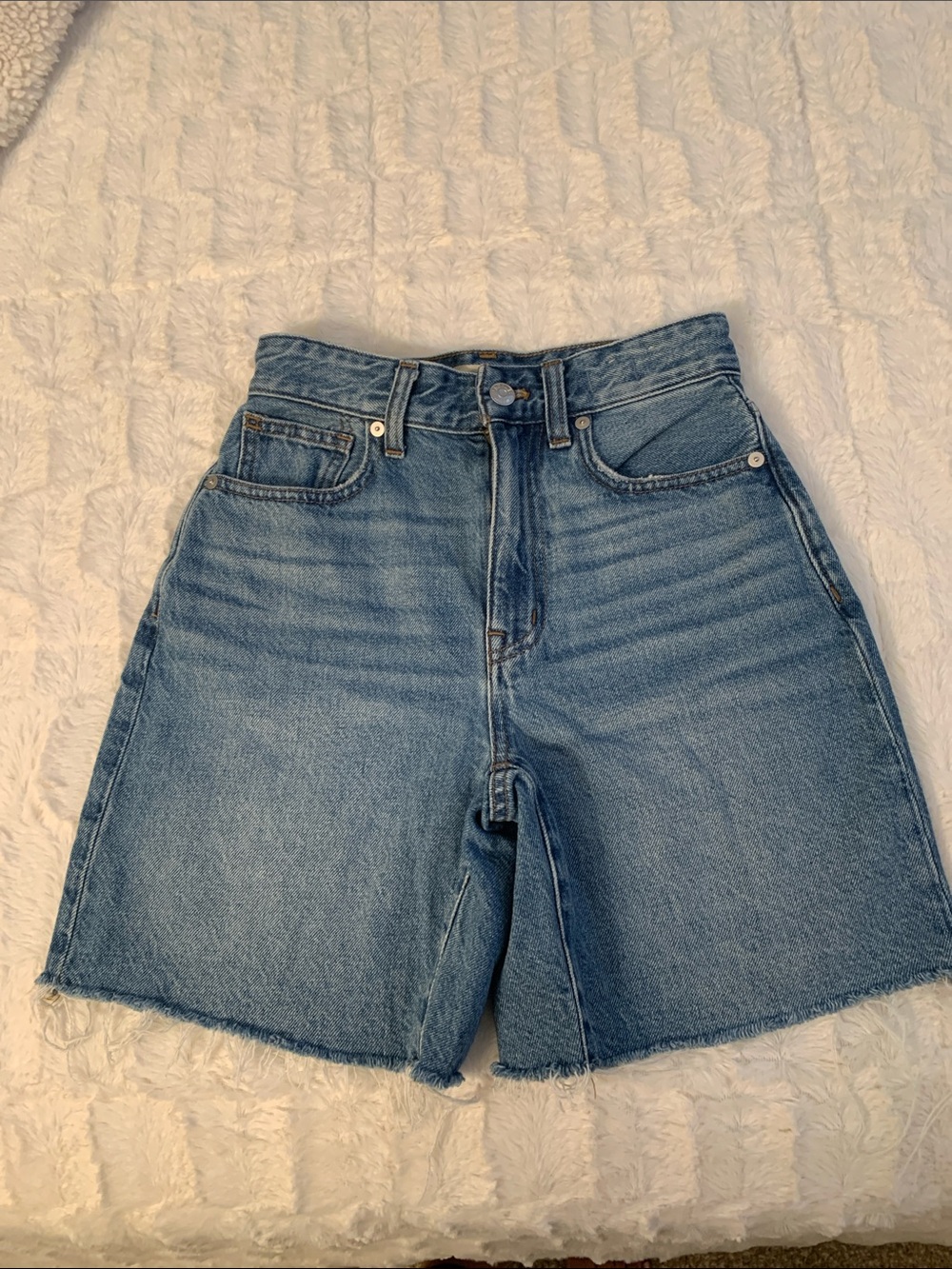 Madewell Light Blue High-Rise Denim Shorts